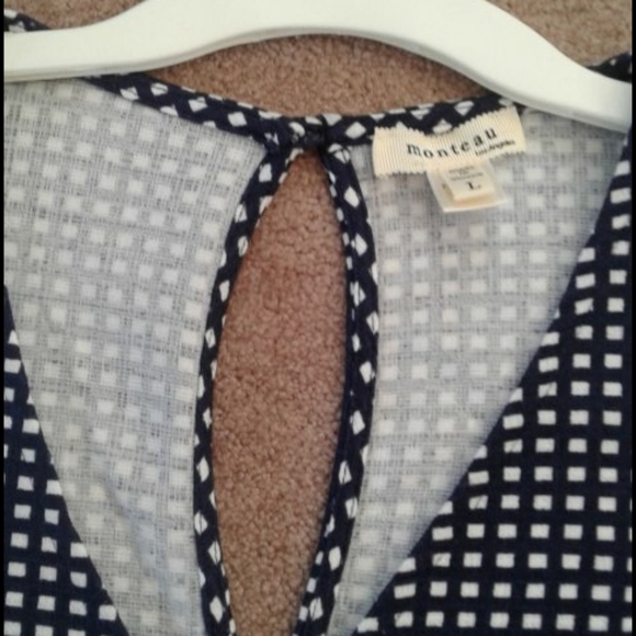 Navy/white belted wide leg jumpsuit - Picture 5 of 5